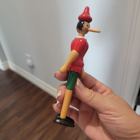 Vintage Pinocchio Handmade in Italy Jointed Articulated Wooden Boy Ornament Toy - Picture 11 of 12